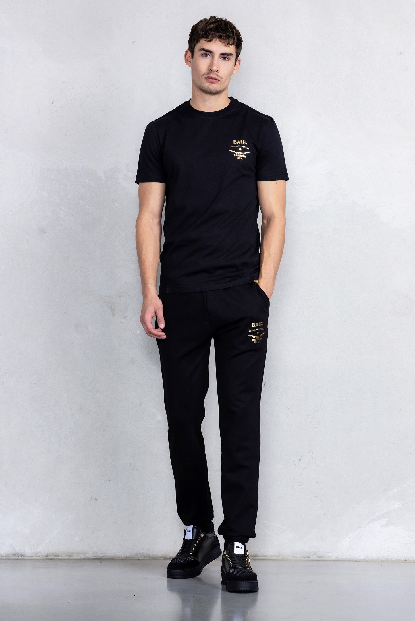 Sebastian Slim Gold Emblem T-Shirt Jet Black