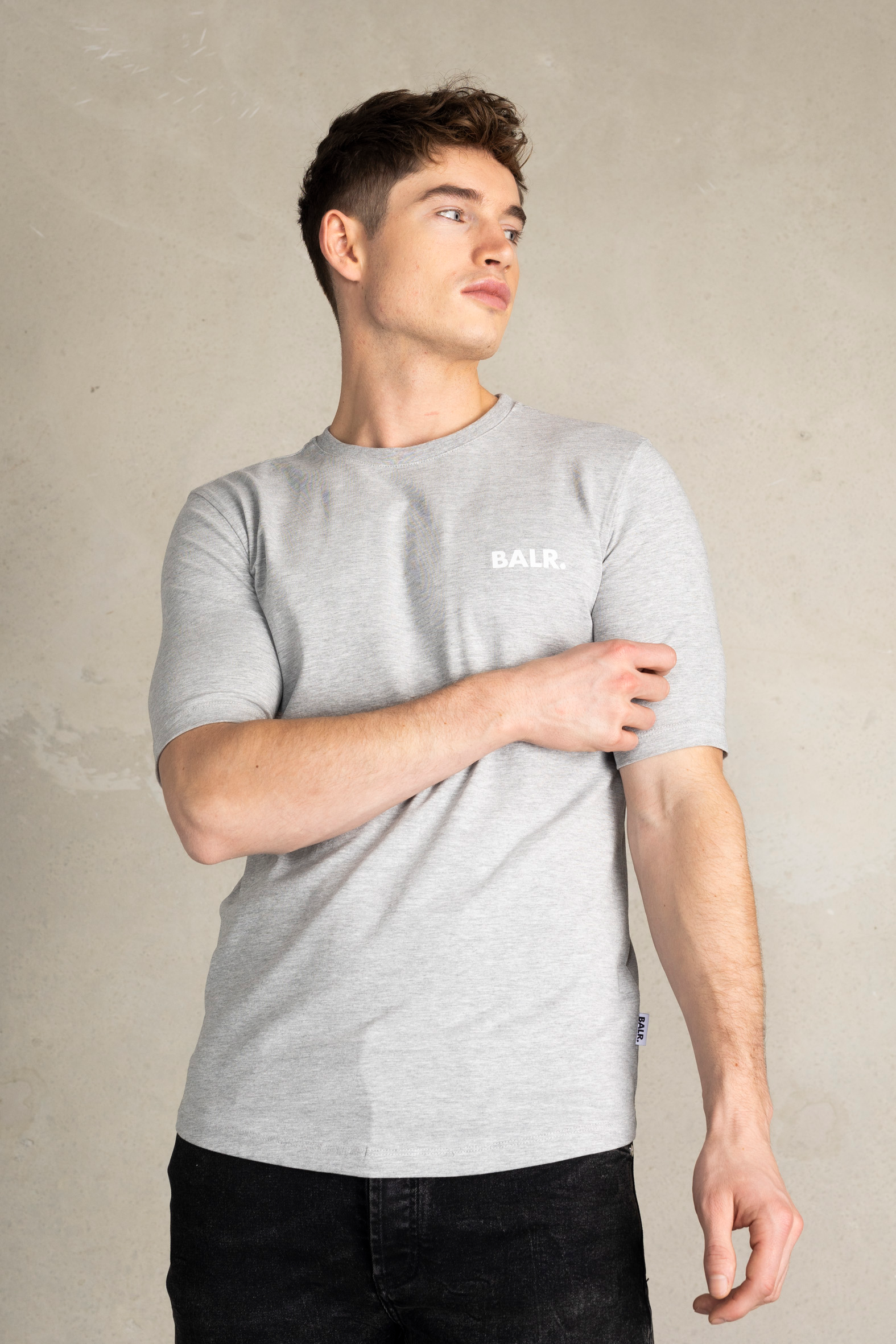 Athletic Small Branded Chest T-Shirt Grey Melange