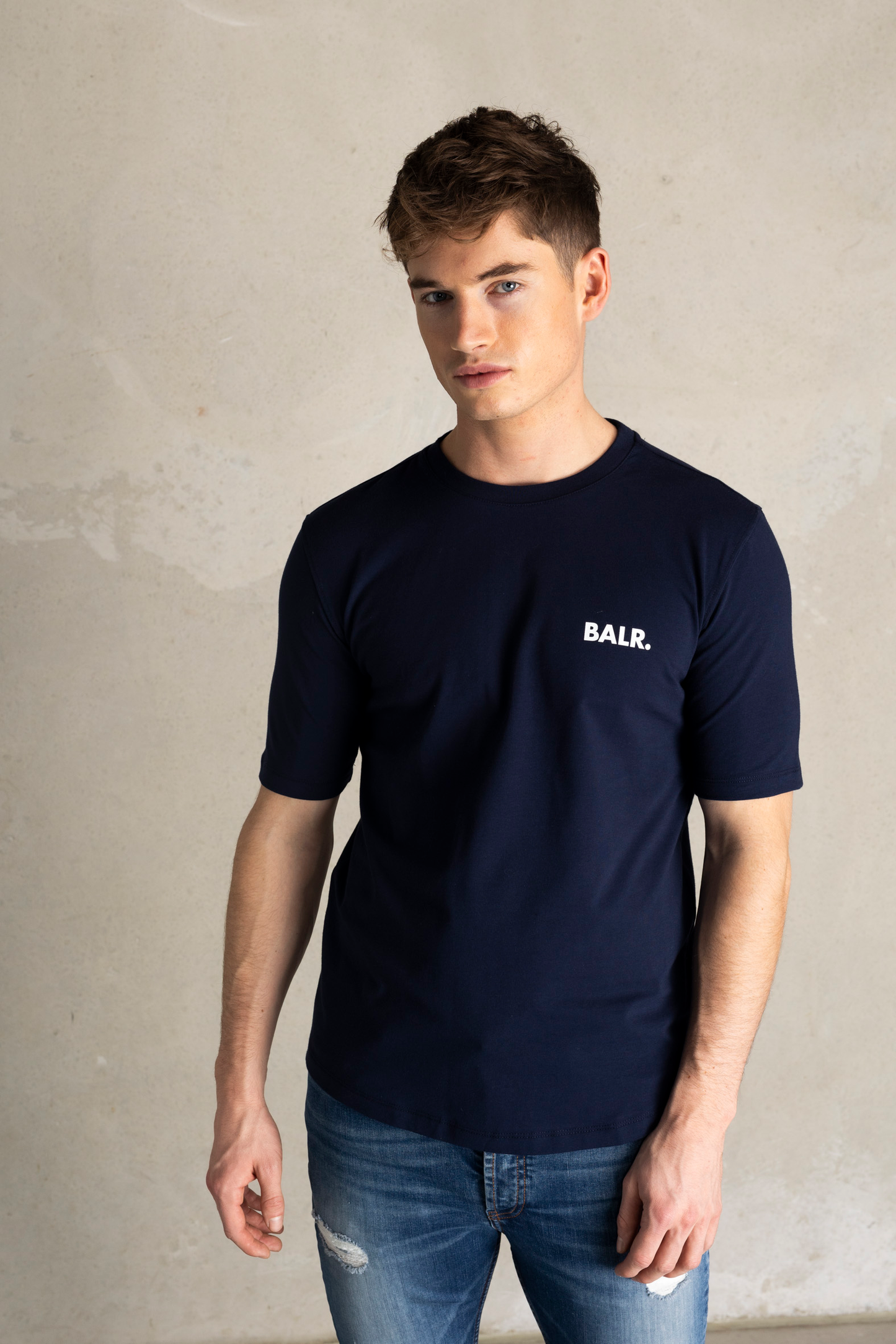 Athletic Small Branded Chest T-Shirt Navy Blue