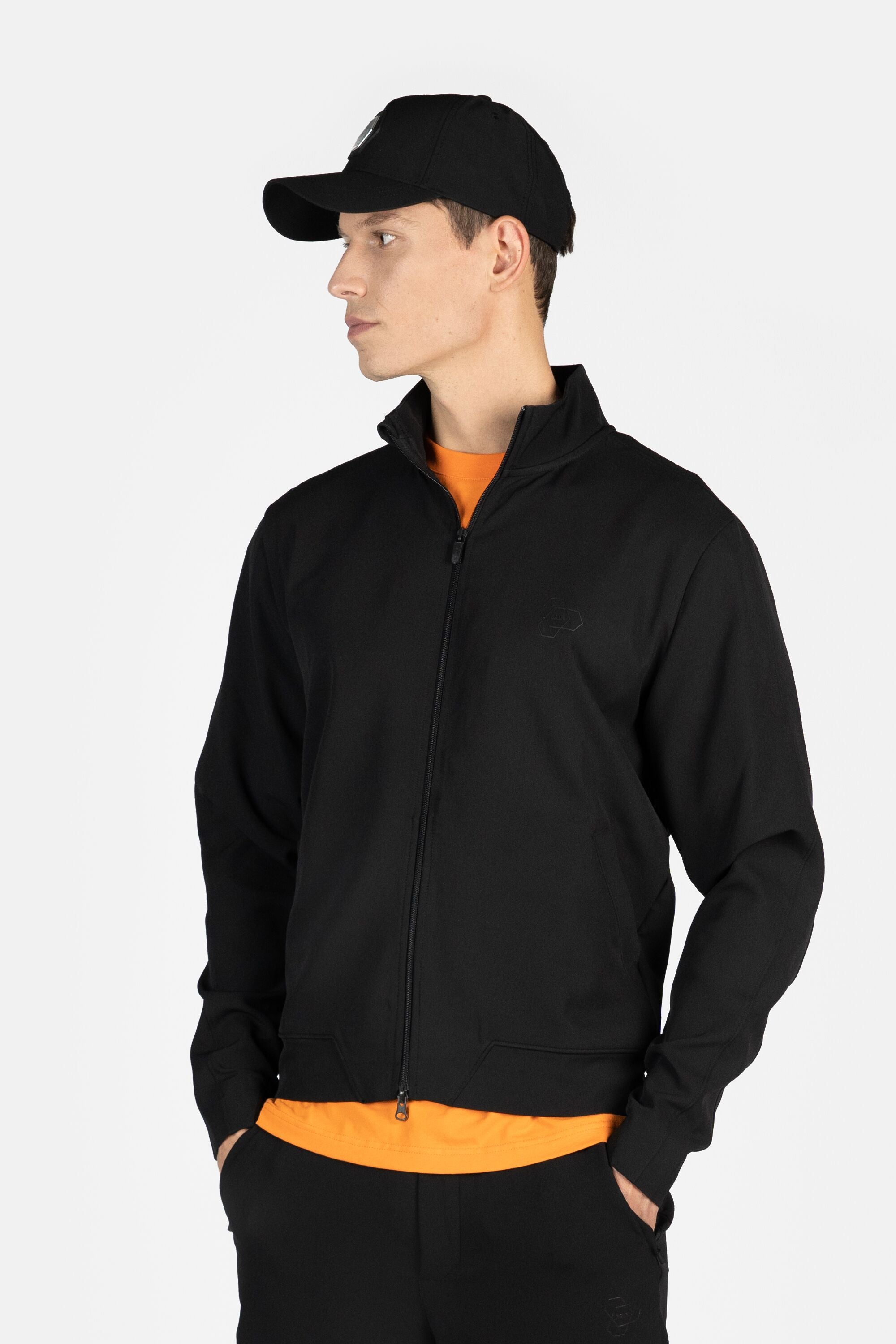 Athletic Slim Fit Track Jacket Jet Black