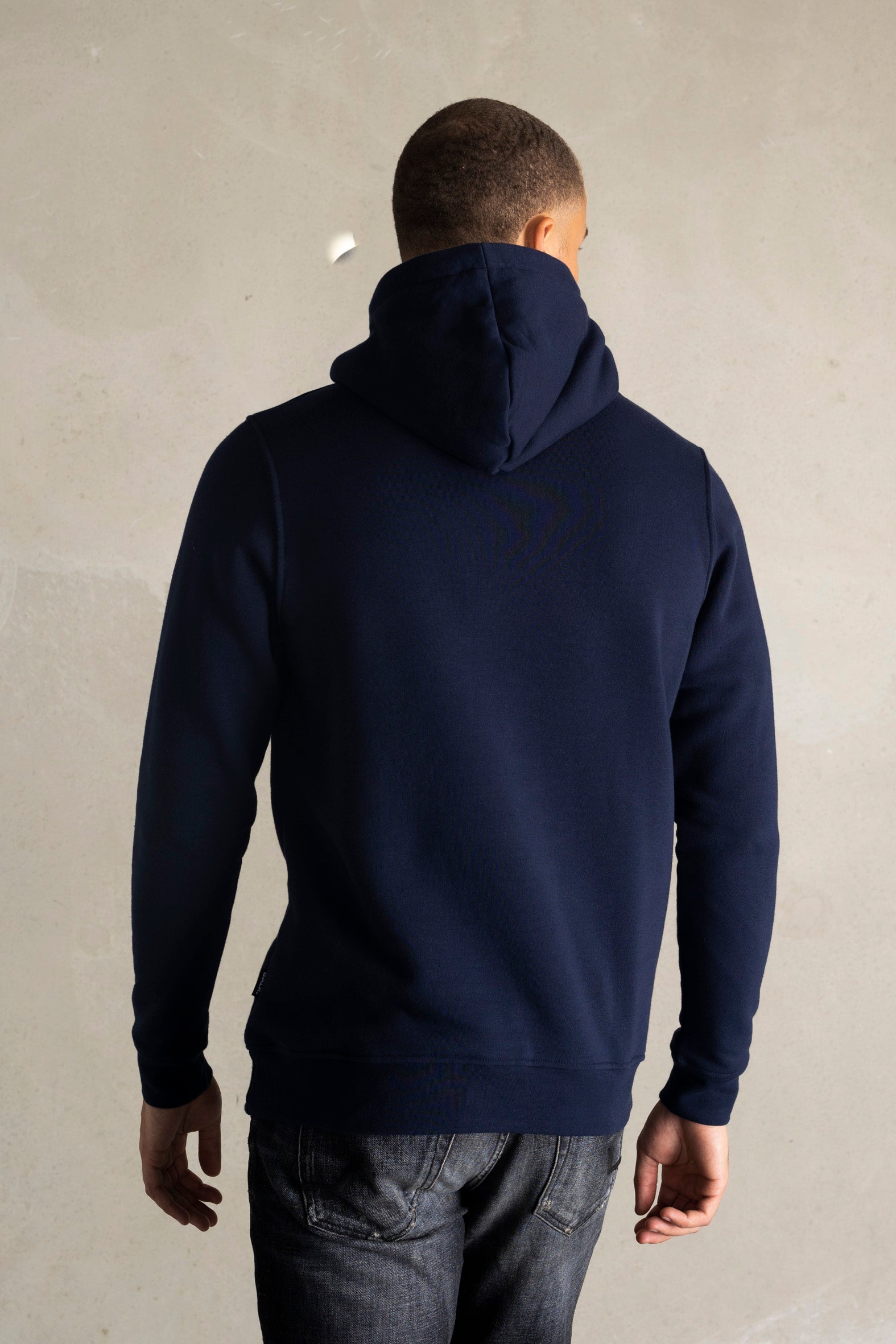 Brand Straight Hoodie Navy Blue