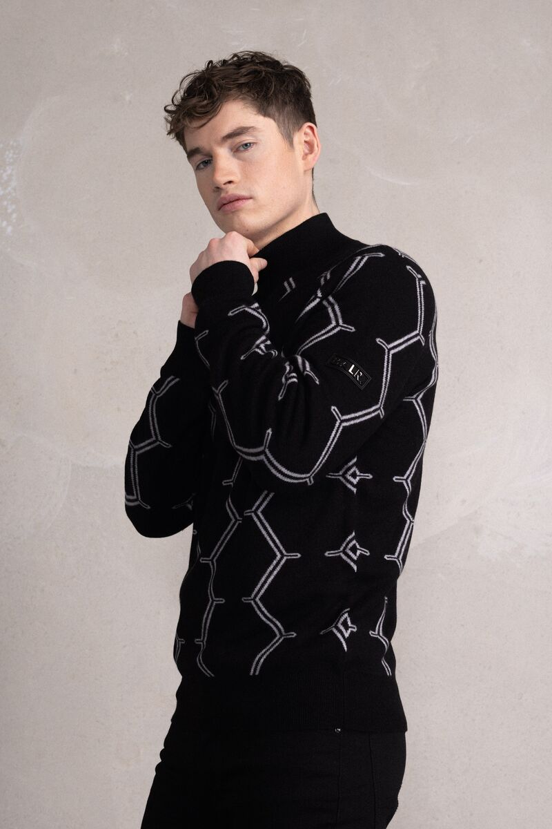 Don Regular Hexagon Quarter Zip Knit Jet Black