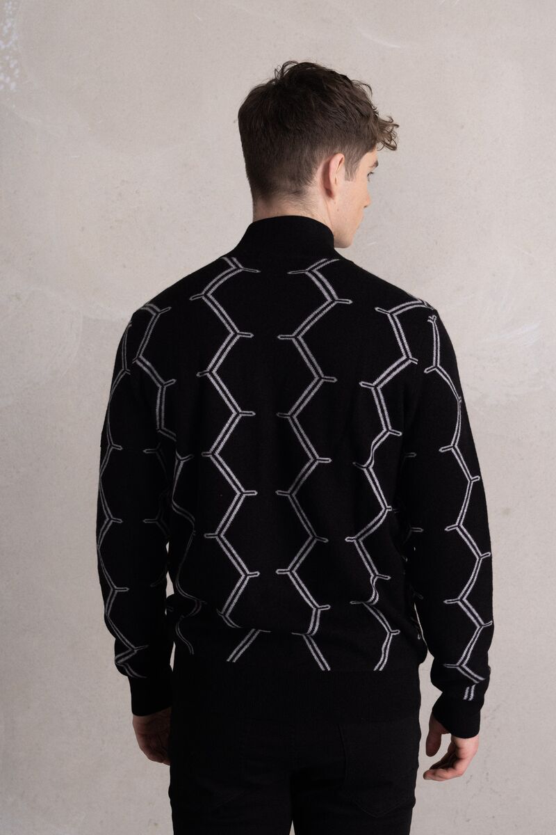 Don Regular Hexagon Quarter Zip Knit Jet Black
