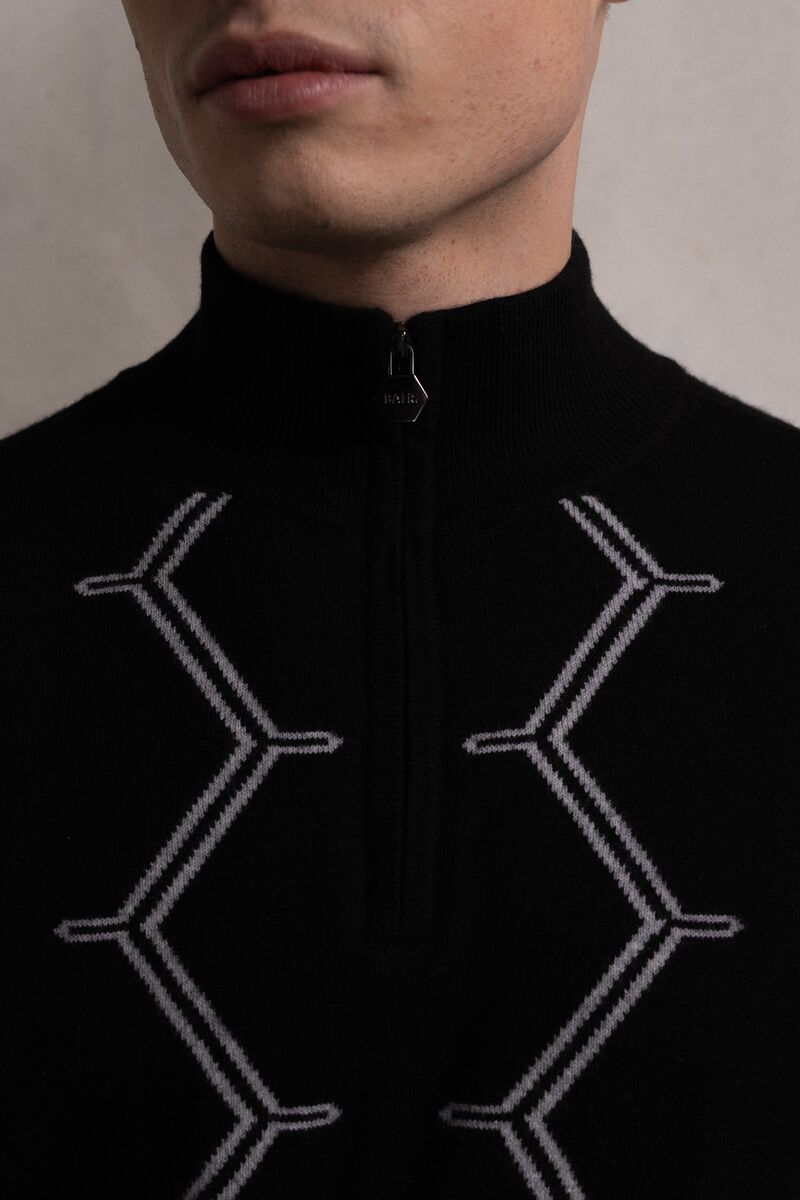 Don Regular Hexagon Quarter Zip Knit Jet Black
