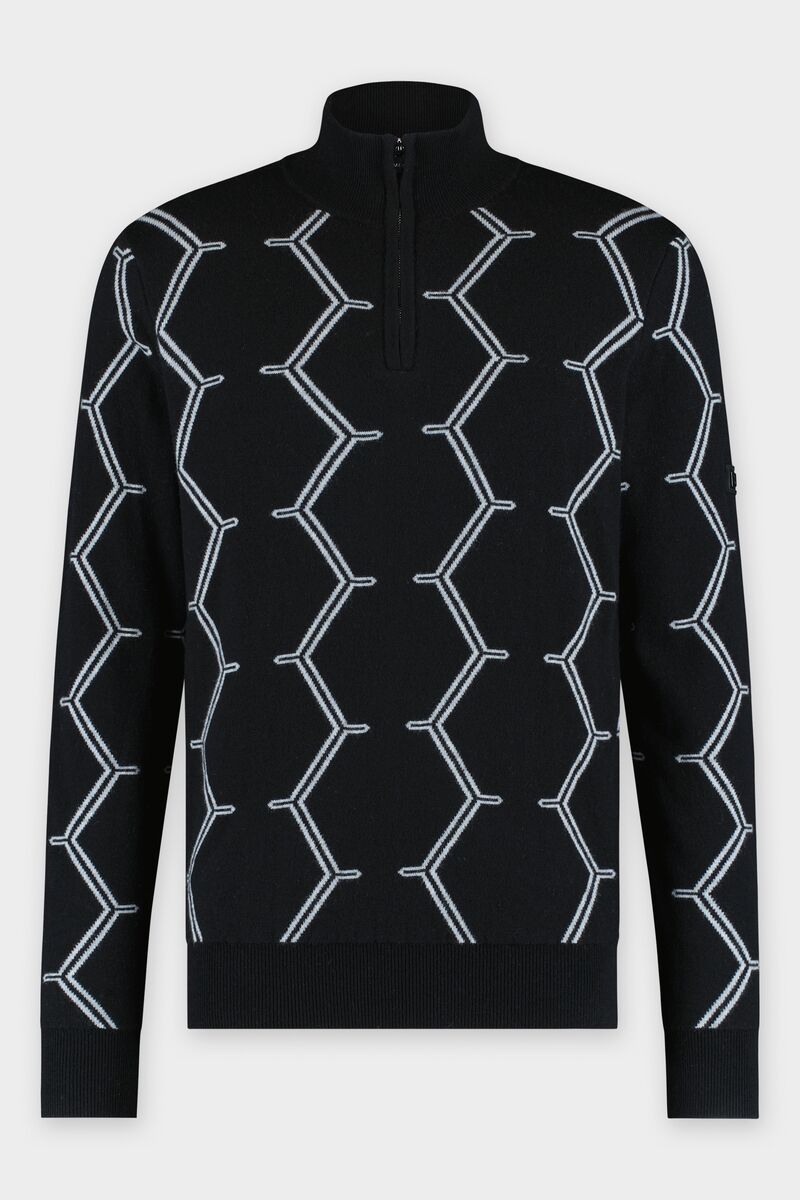 Don Regular Hexagon Quarter Zip Knit Jet Black