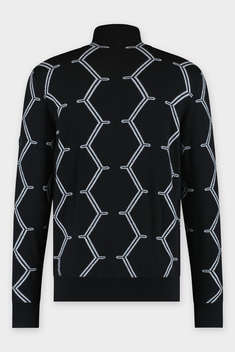 Don Regular Hexagon Quarter Zip Knit Jet Black