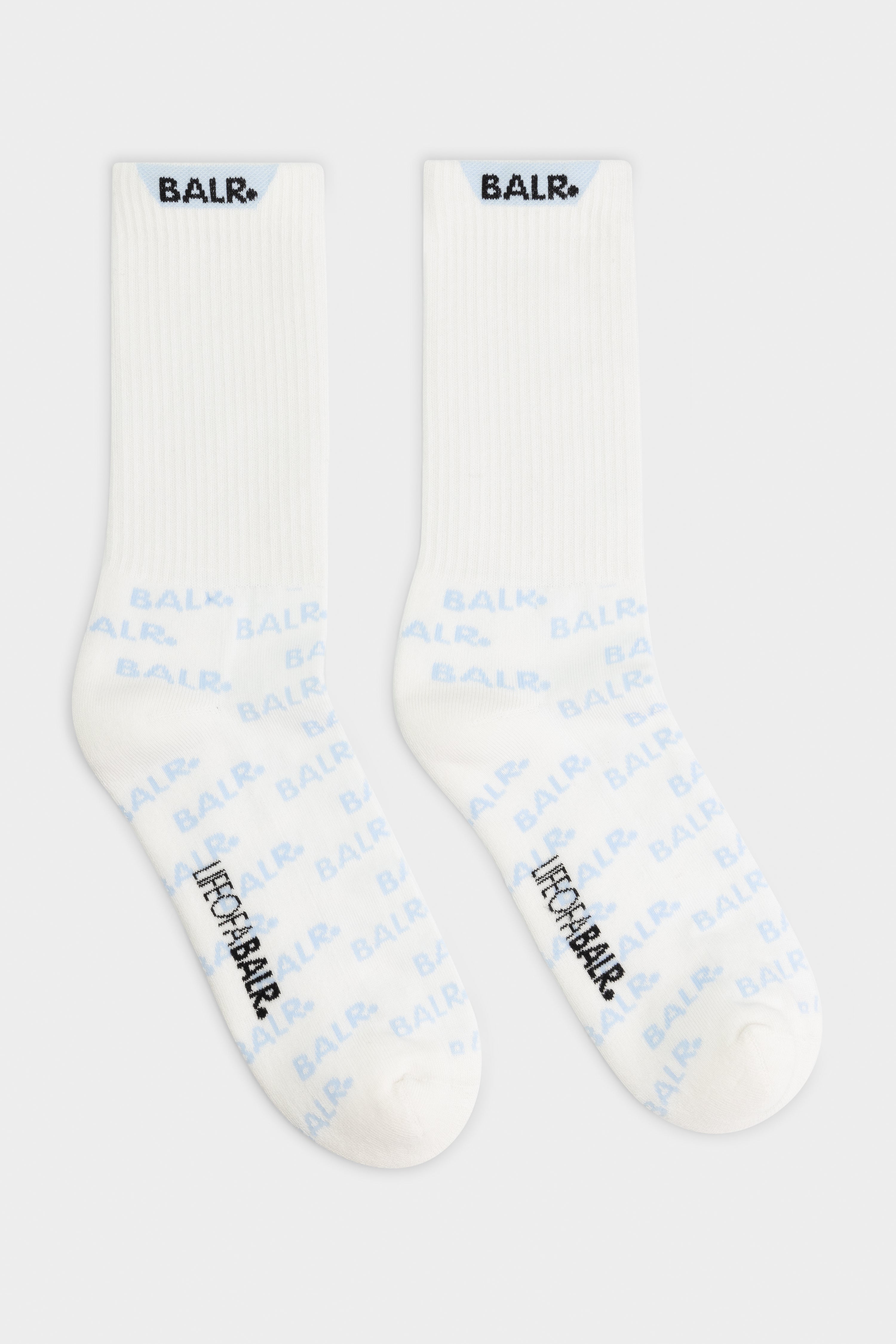 BALR. 2-Pack AOP Logo Socks Bright White/Baby Blue