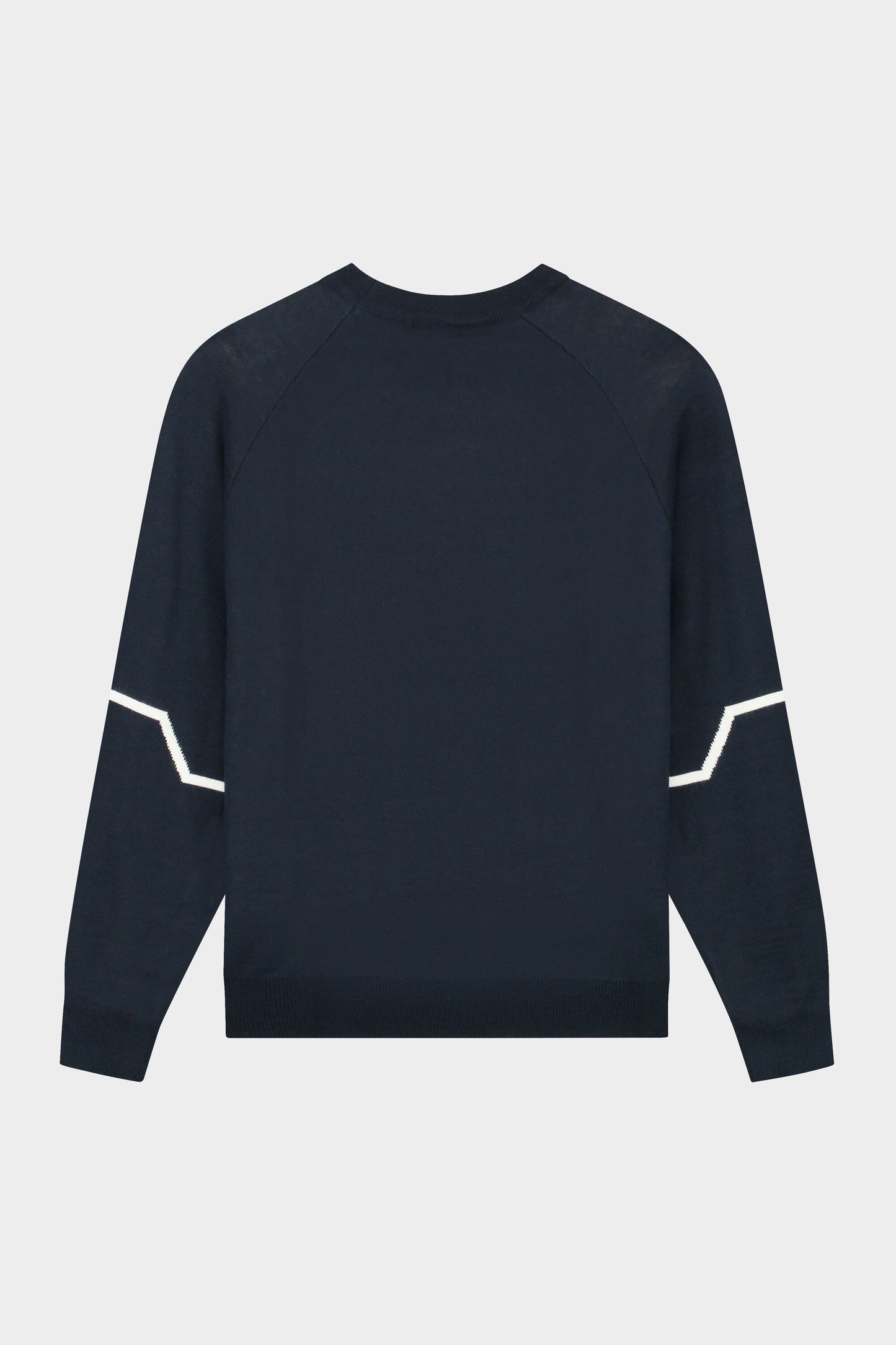 Striped Knitted Hexagon Crew Neck Sweater Navy Blue