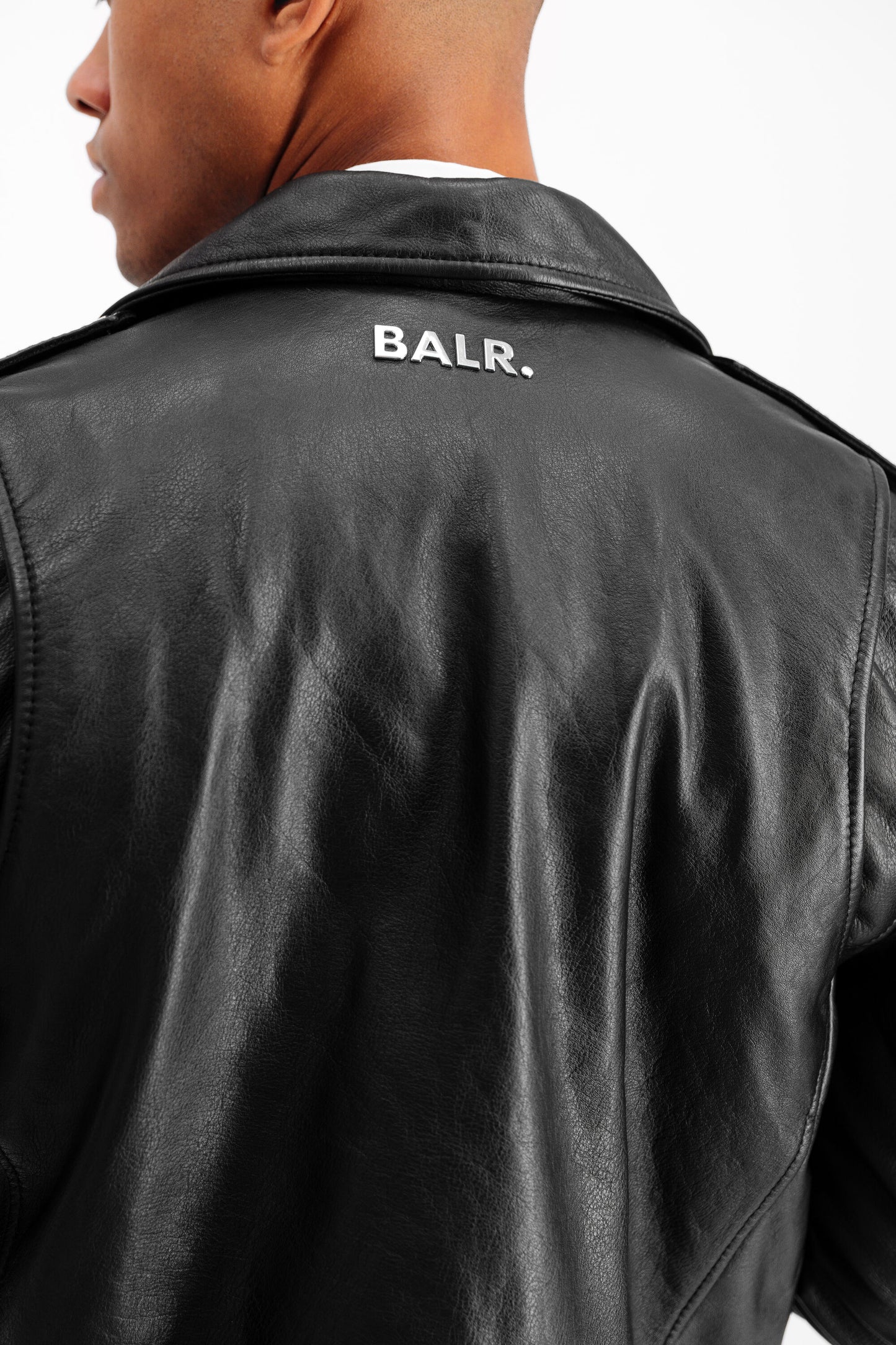 BALR. Leather Biker Jacket Black
