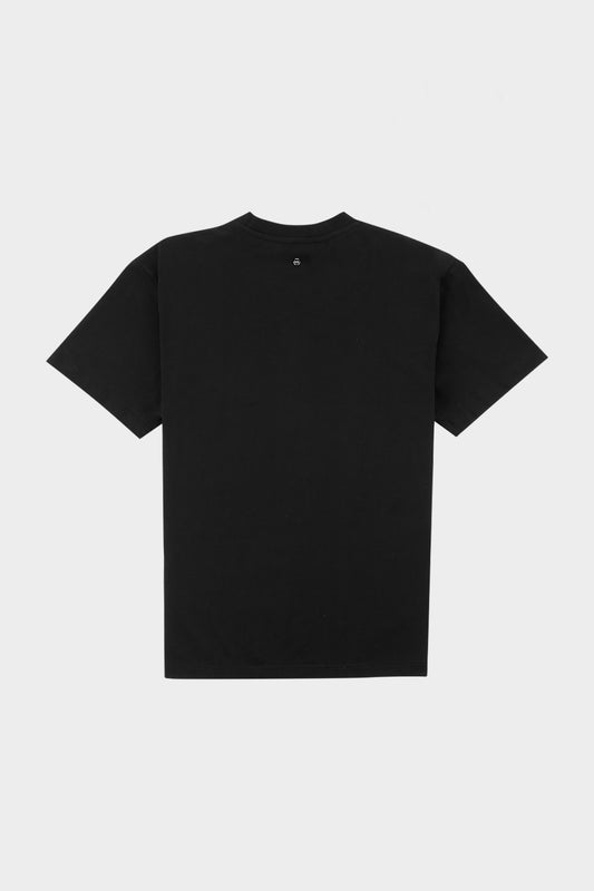 Crest Print Amsterdam Box Fit  T-Shirt Jet Zwart