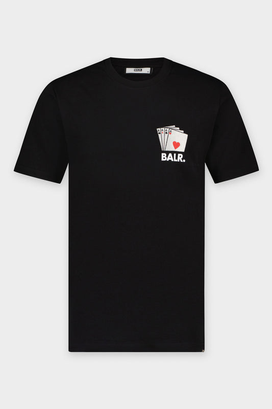 Olaf Straight BALR . Ace Embro T-Shirt Jet Zwart