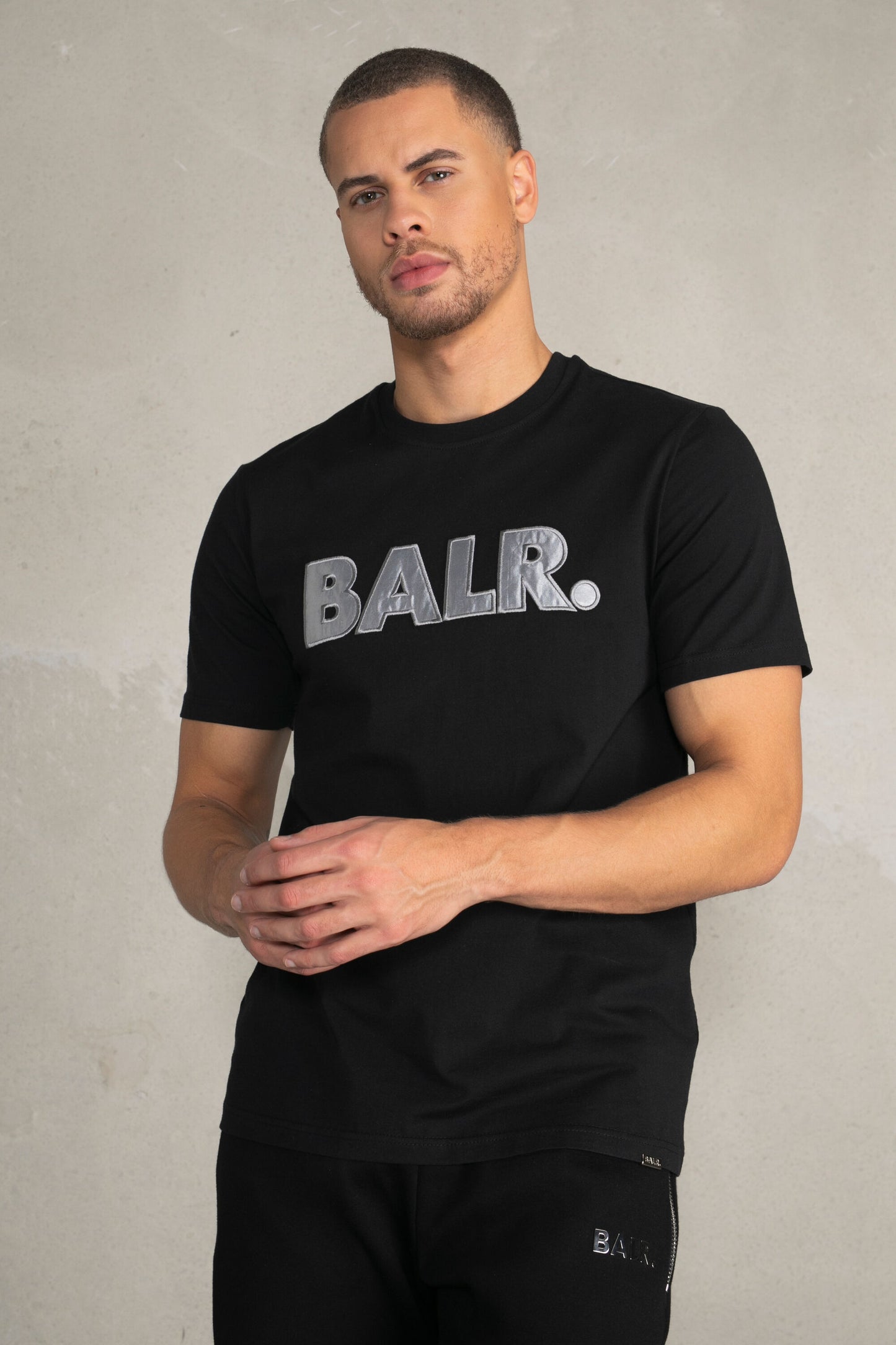 Olaf Straight BALR. Satin Embro T-Shirt Jet Black