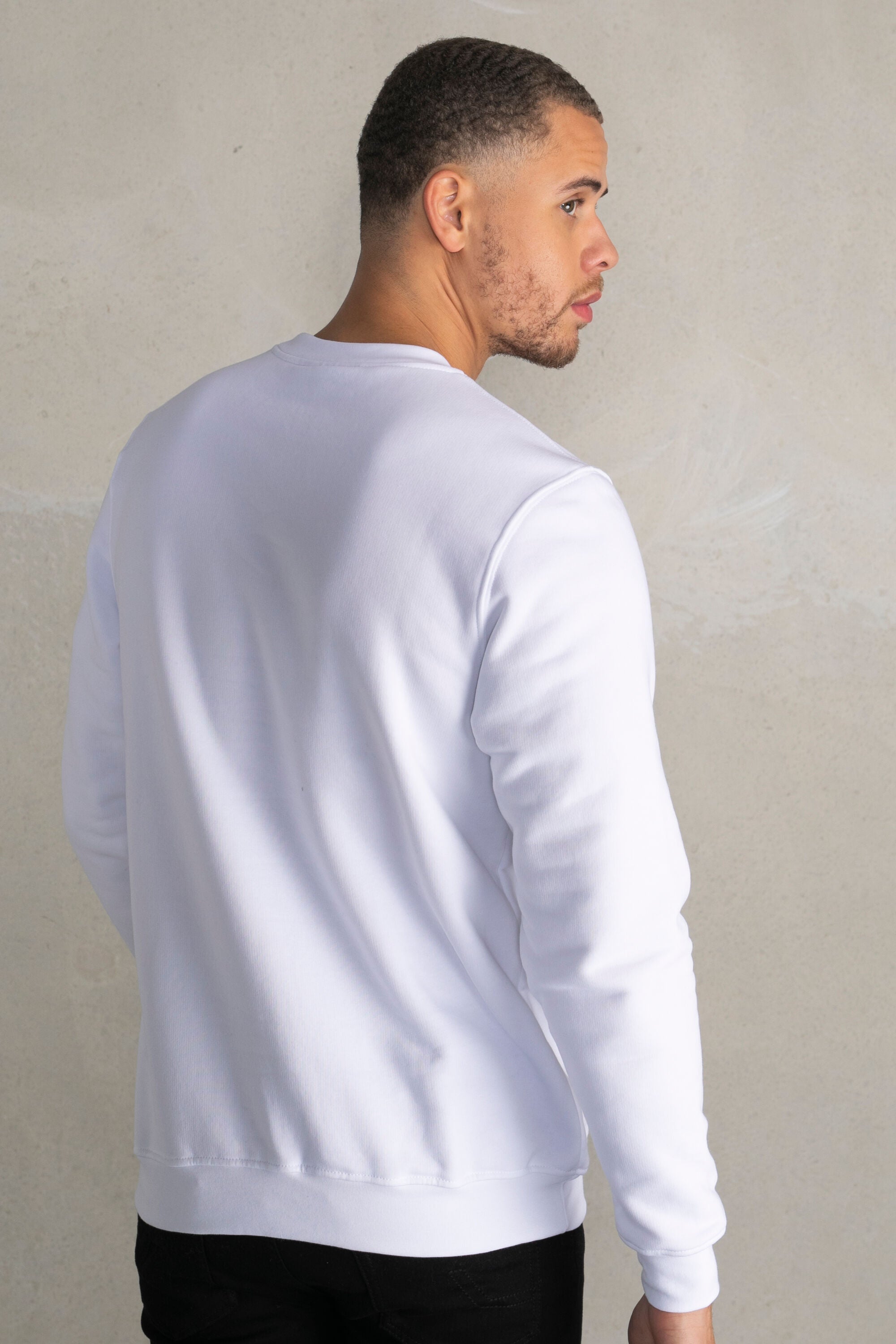 Brand Straight Crew Neck Men White