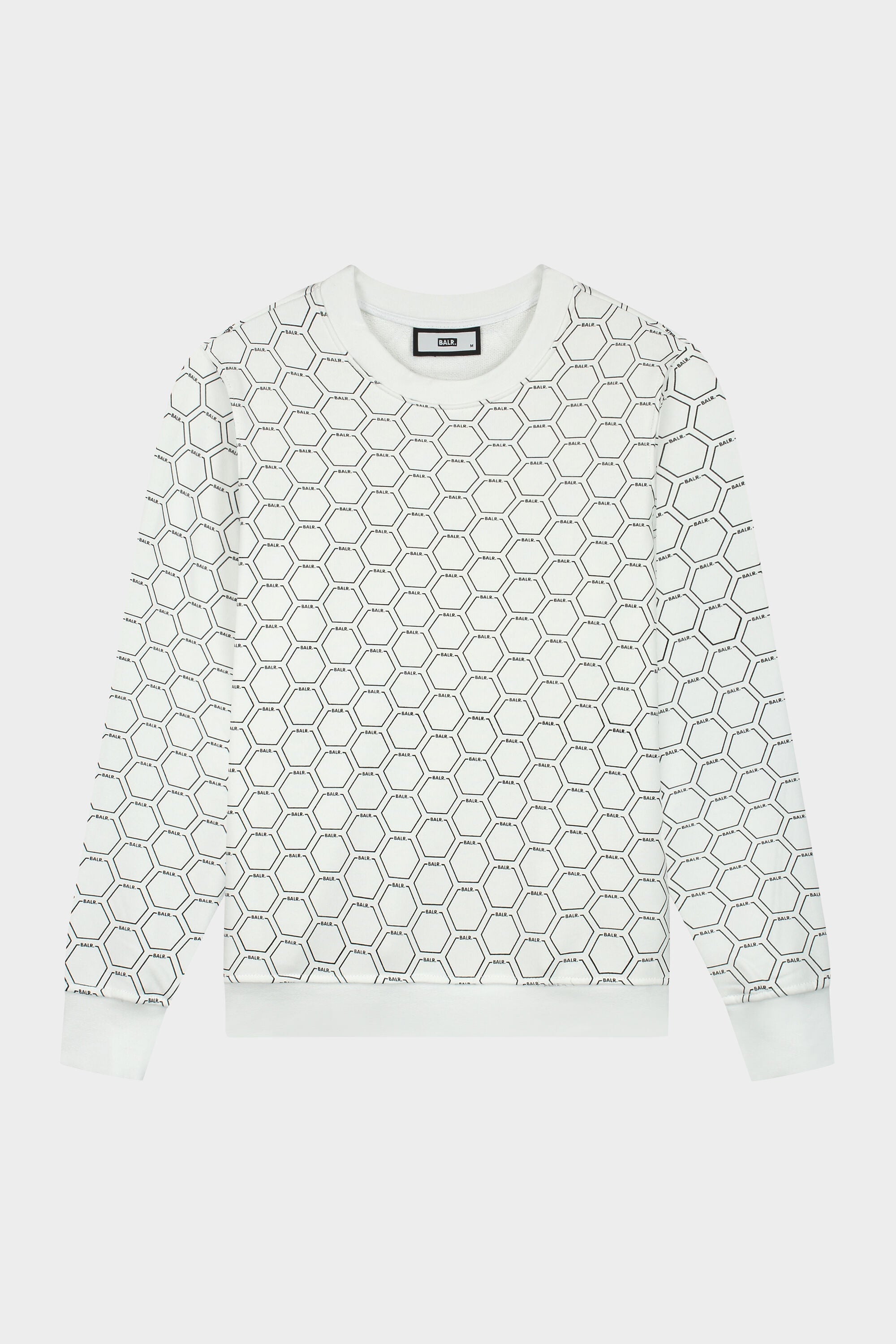 Olaf Straight Crewneck Hexagon AOP Bright White/Jet Black