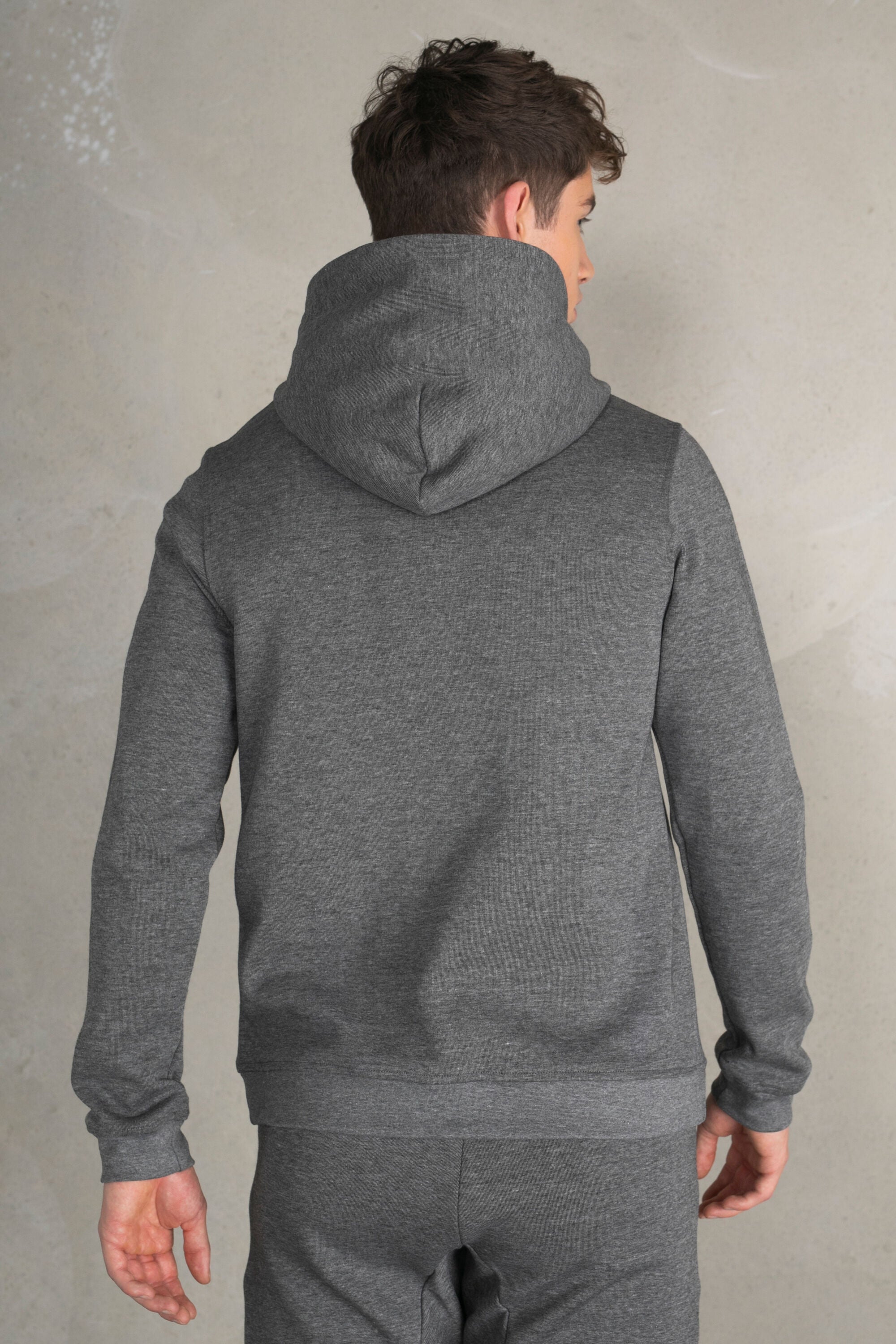 Q-Series Straight Zipped Hoodie Men Dk Grey Heather