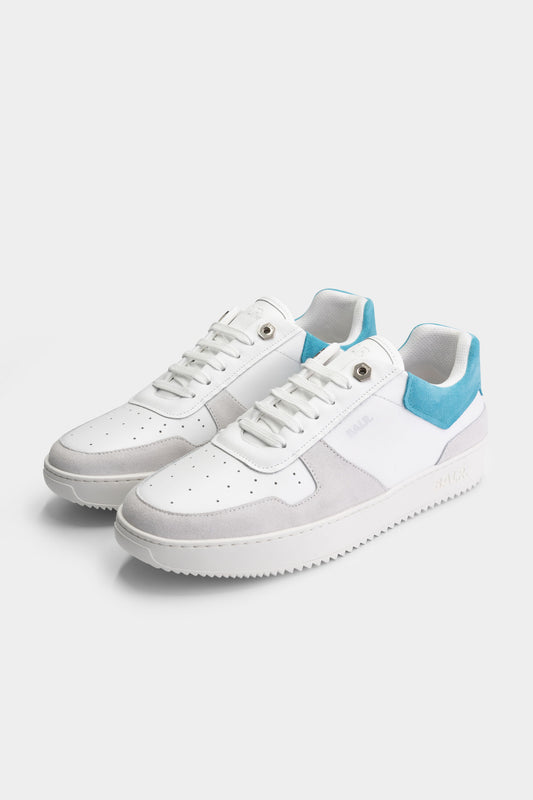 Sneaker Low Leather-Suede White/Sky Blue