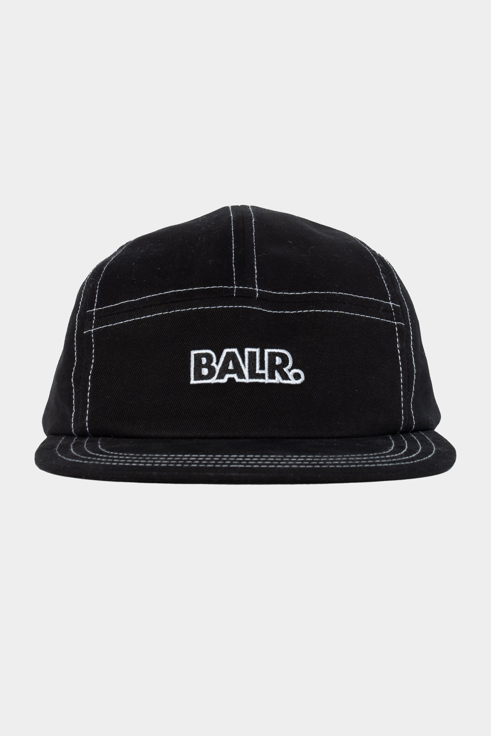 Cotton Contrast Stitch 5-Panel Cap Jet Black