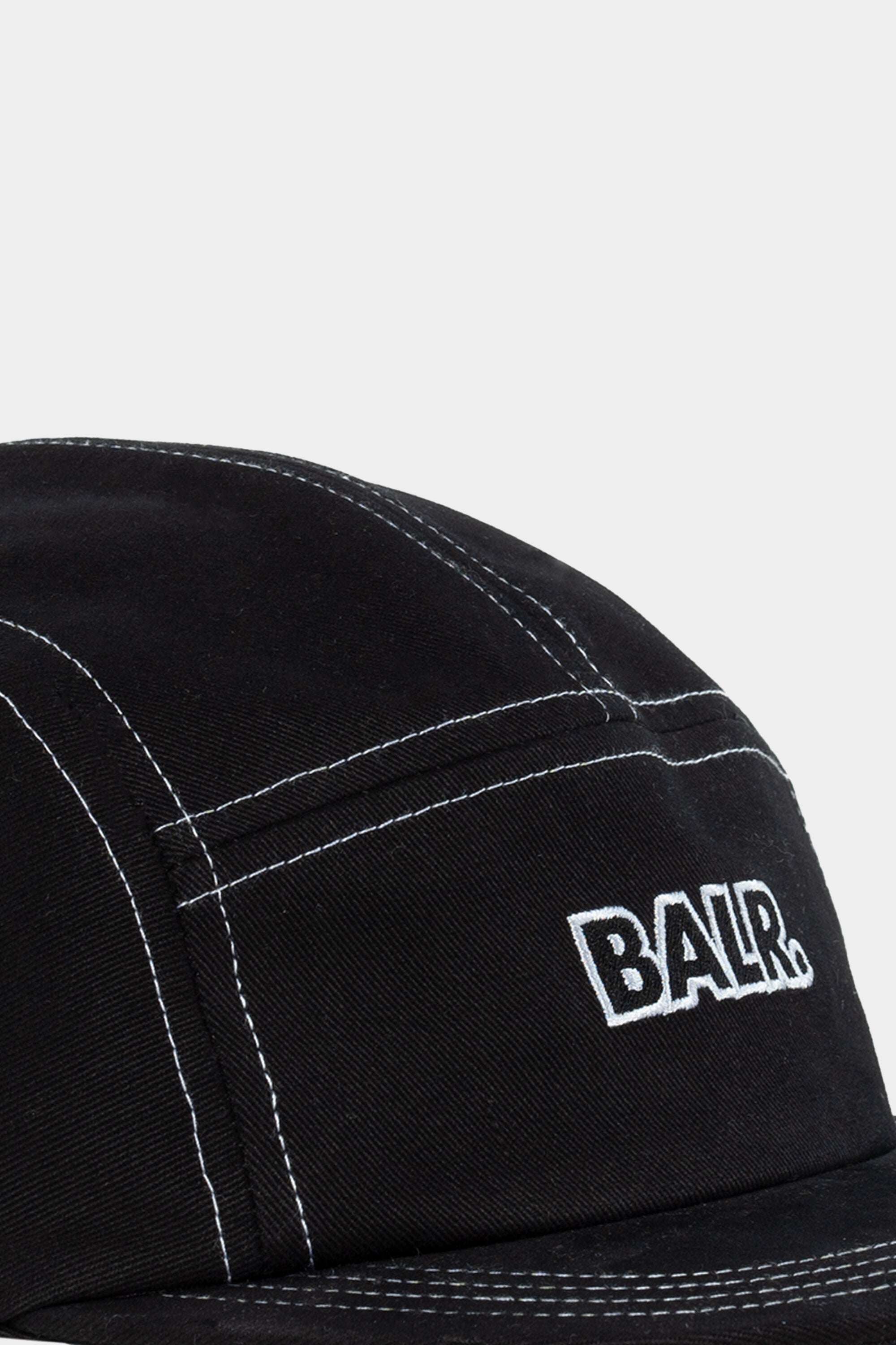 Cotton Contrast Stitch 5-Panel Cap Jet Black