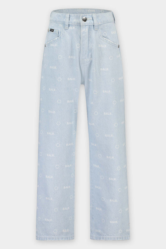 Chiara Wide Laser AOP Denim Kids Light Aged Logo