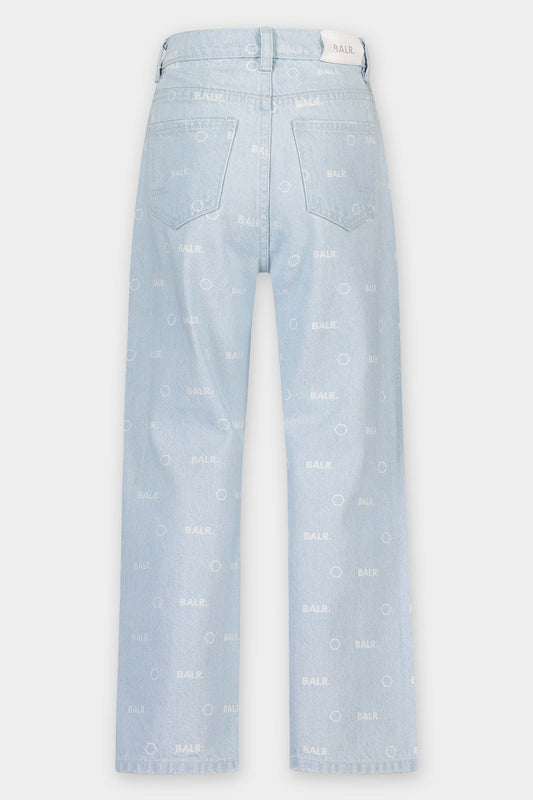 Chiara Wide Laser AOP Denim Kids Light Aged Logo