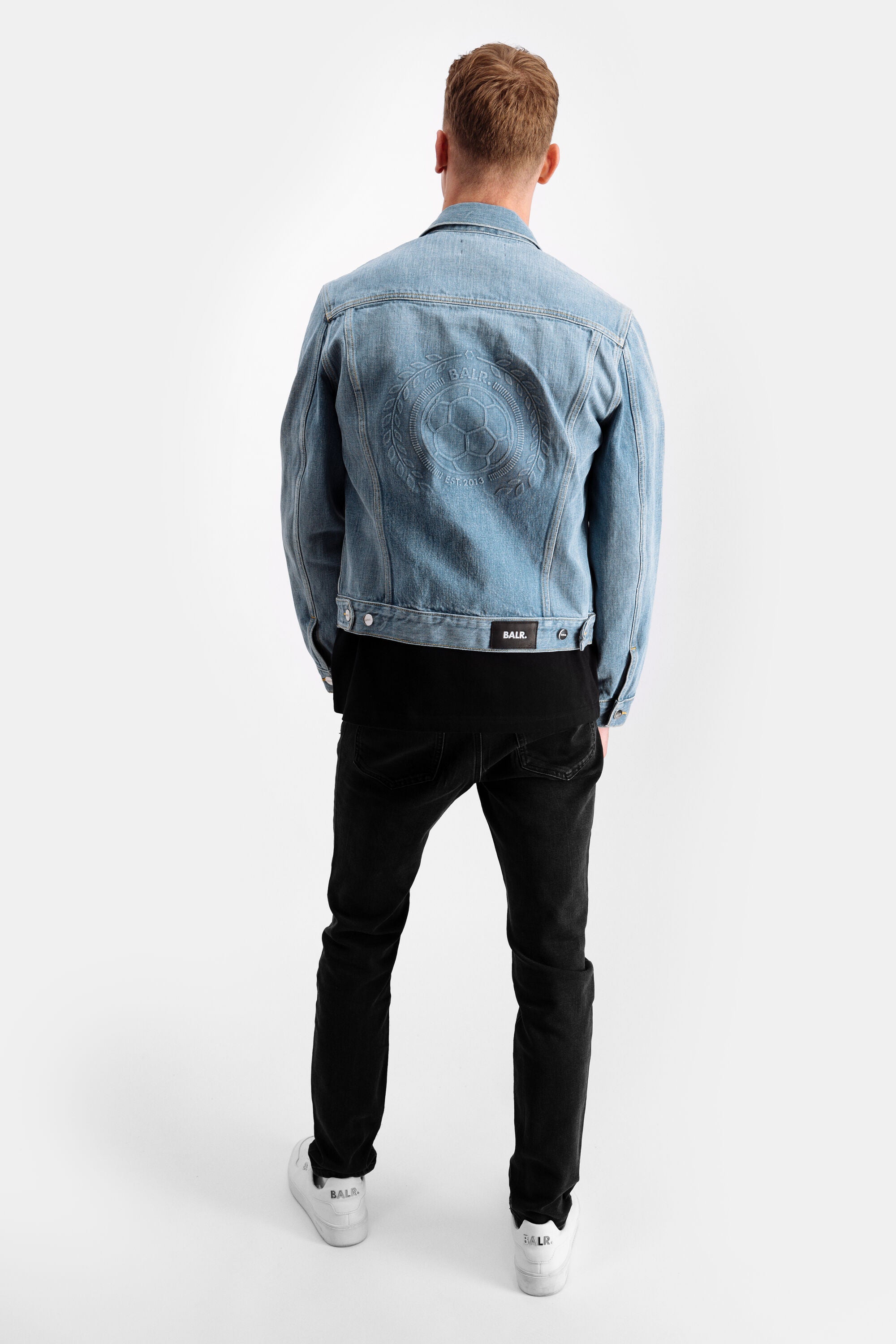 Embossed Straight Denim Jacket Mid Aged