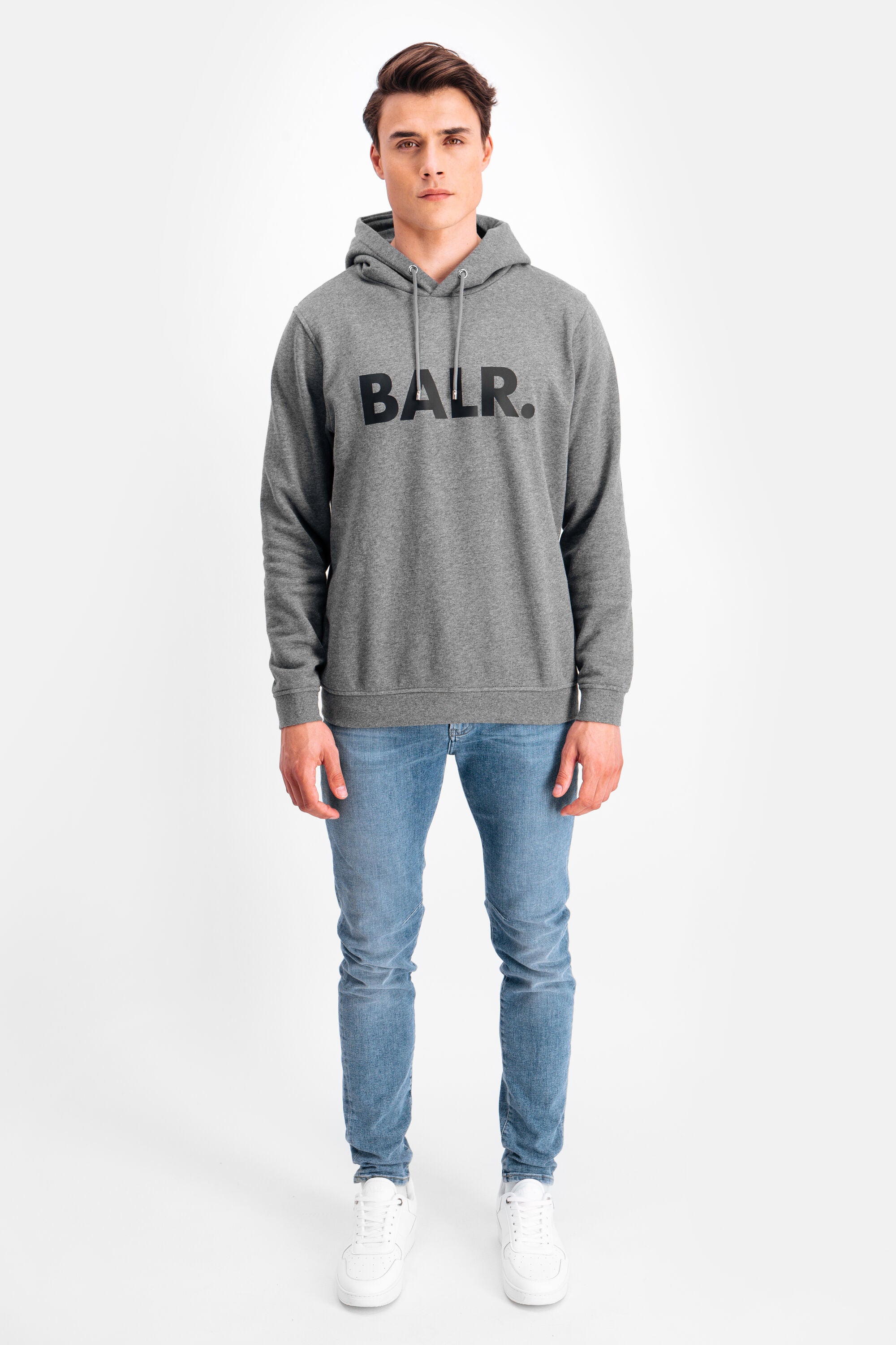 BALR. Brand Straight Hoodie Dk Grey Heather