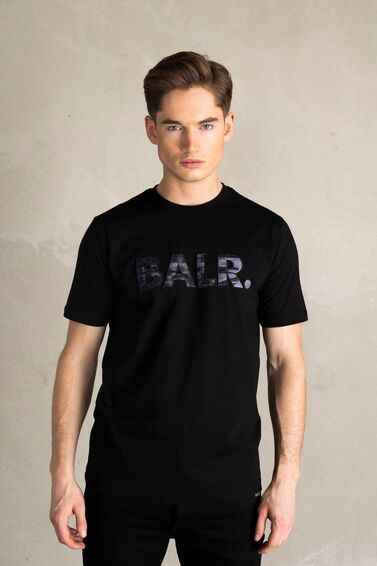 Olaf Straight BALR. Satin Printed Embro T-Shirt Jet Black