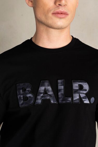 Olaf Straight BALR. Satin Printed Embro T-Shirt Jet Black